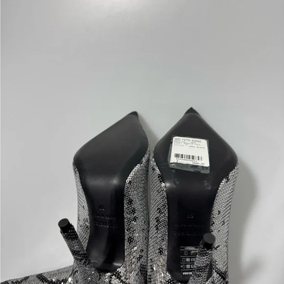 Balenciaga Knife Sequin High Heel Sock Booties Silver Women’s EU 37/US 7 - Picture 7 of 9